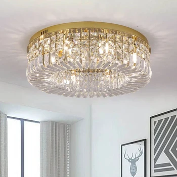 Луксозен Кристален таван полилей в скандинавски стил, модерен Златисто-хром led окачен лампа за дневна, спални, хотелски хол, интериор