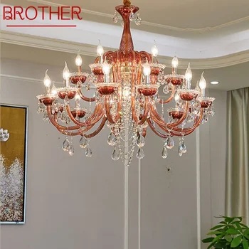 Кристална окачен лампа BROTHER в луксозен стил, Европейската Свещ, Художествена Хол, Ресторант, Спалня, Вила, Полилей