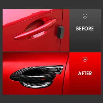 За Mazda 3 Axela 2020 2021 ABS-карбоновое влакна Външна врата копчето на колата, наслагване на капака на чашата, Декоративна рамка, Аксесоари за стайлинг на автомобили