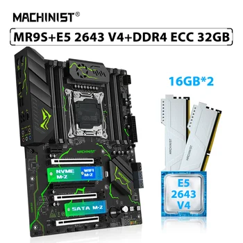 MACHINIST X99 MR9S Kit Комплект дънната платка LGA 2011-3 Процесор Xeon E5 2643 V4 CPU 32 GB = 2 елемента * 16 GB ECC памет DDR4 RAM NVME M. 2 SATA