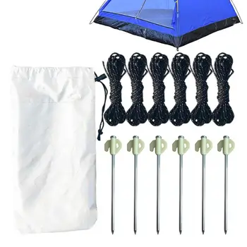 Набор от колове за палатки и въжета Надеждна светоотражающая въжета за палатки с оксфордской чанта, светещ в тъмното Патио въже, преносим за барбекю
