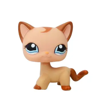 LPS CAT оригиналната късокосместа котка # 1024 mini Littlest pet shop играчки с bobble глава, Стоящ Кафяв Къдря, Тъмно-кафяв коте, сладки подаръци за деца