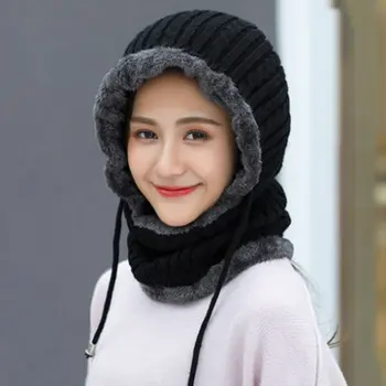 Корейски прости Женски тюбетейки, шапки за езда, Ветрозащитная маска за лице, балаклава за защита на ушите, Зимни шапки за жени, дебела топла задължителен
