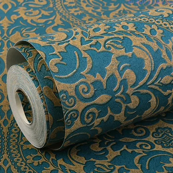 Американски Реколта Тапети С Голямо Цвете 3D Blue Начало Декор Дневна Спалня Екзотични Етнически Тапети Рулонная Стенопис Papel Pintado