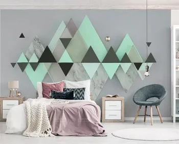wellyu Потребителски тапети новата 3d стенопис тапети нова геометрична триъгълник мятно-зелен фон тапети за дома, 3d papel de parede