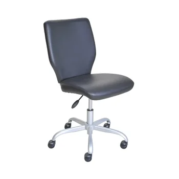 Офис стол Mainstays със средна облегалка за количка подходящ цвят, сива изкуствена кожа