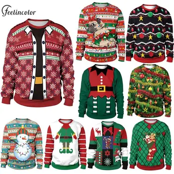 Грозен Коледен спортен костюм за мъже, фалшиви качулки-wild, пуловер за двойки, свитшоты с шарени домашни любимци, градинска мъжки дрехи Y2K