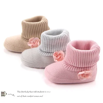 Обувки За бебета момичета и момчета, топли памучни чорапи, с хубави цветя, чехли за деца, модерен първите проходилка с меко дъно