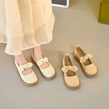 Мери Джейн/ Бели Сладки Женски Обувки 2023 година в Кавайном стил с Лък в Японски Стил Лолита