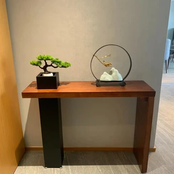Нов вход маса от масивно дърво в китайски стил, шкаф за антре в хола, маса за отрасъла в дзен стил, близо до стената, един вид с челото на корпуса