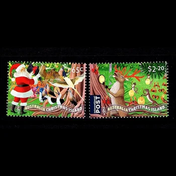 2 БР., Коледен Остров, 2020, Коледни марка, истински оригинален, колекция в добро състояние, пощенска марка