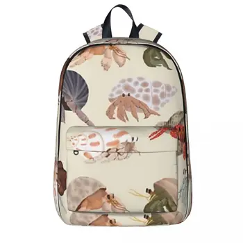 Раници с шарени раци-отшелници, чанта за студентски книги, чанта през рамо, раница за лаптоп, Водоустойчива раница за пътуване, детска, училищна чанта