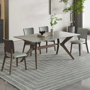 Релаксиращ маса за хранене в скандинавски стил, Луксозен Дизайн хол, Водоустойчив маса за Хранене, Правоъгълен Минималистичен Маса, Мебели за дома 