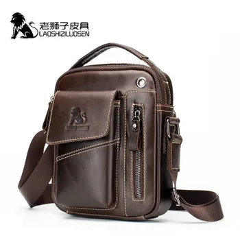 LAOSHIZI Чанта-Месинджър От Естествена Телешка кожа, Мъжки чанти, Нагрудная Чанта През рамо, Мъжки чанти Tas Small Business Male Bolsas Sac