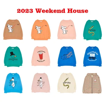 В наличност 2023 AW Нова детска hoody почивен ден серия WH с качулка Ins, ежедневни памук пуловер с принтом за момчета и момичета, детски топ и панталон