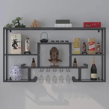 Стенен ъглов винен шкаф, рафт за всекидневната, Модерен шкаф за коктейл-бара, Метален държач за изби, Мебели за бар Stojak Na Wino