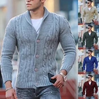 2023 Есен/Зима, Нов пуловер, мъжки вязаный жилетка, однотонное приталенное мъжко палто в европейския и американския стил