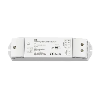Контролер led лента S3 2.4 G RF 3CH *1A Високо напрежение AC110-240V за цвят, в два цвята и RGB/RGBW led лента с потъмняване 0-100%