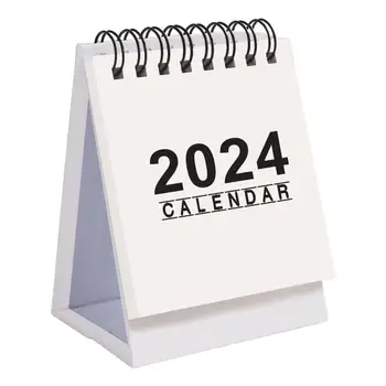Мини-английски настолен календар в 2024 година, плановик на 12 месеца от януари до декември, Преносим офис у Дома, Месечен график за постоянно