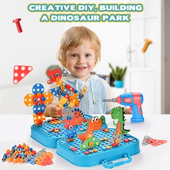 Имитационный Винт Набор от Инструменти, с Электродрелью 2D/3D САМ За Разглобяване И Сглобяване на Строителни Блокове Модел Играчки-Пъзели за Детски подарък