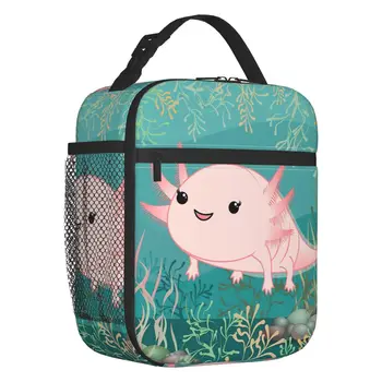Обичай Kawaii Axolotl Baby Lunch Bag Женски Охладител Топло Изолирани Обяд Кутии за Деца в Училищна Възраст