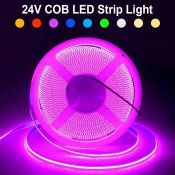 Супер Ярък COB Led Strip Светлини 24V 320LEDs/M Гъвкава Лента Лампа 0,5-10m LED Strip Студено Бяло Ледено Синьо за Домашно Осветление Decor