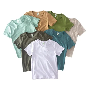 2019 Лятна детска тениска с къс ръкав за момчета, однотонная мек памучен дрехи за момчета, основни тениска за момчета, LZ208