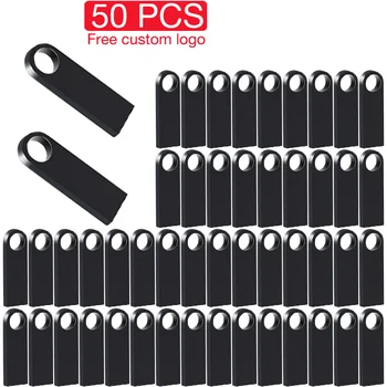 JASTER 50 БР. ЛОТ от USB Флаш-диск 128 GB Черен Memory Stick 64 GB Безплатно Флаш памет С Логото на 32 GB Мини-Метален USB-памет от 16 GB, 8 GB Едро