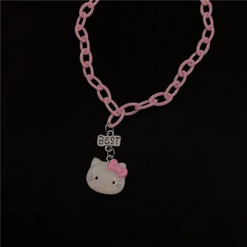 Sanrio Kawaii Hello Kitty Аниме Анимационни Серии Мода Популярност Най-Добрият Приятел На Ключицата Колие Бижута За Малки Момичета Празничен Подарък