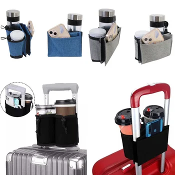 Държач за пътни чаши за съхранение на багаж, здрава чанта за пътуване със свободната си ръка, чанта за напитки, държач за пътни чаши, чанта за съхранение, подходящи за повечето кошари куфари