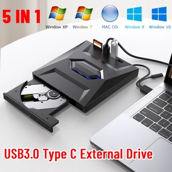 Външен DVD-диск USB 3.0 Type-C DVD RW cd Плейър Оптично устройство с бърз пренос на данни 5 Gbit/и за настолни КОМПЮТРИ-лаптопи