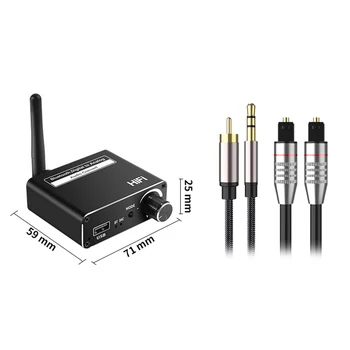Цифрово-аналогов аудиопреобразователь КПР 3.5 ММ AUX с коаксиальным оптично влакно U-образна аудиоприемник Play, съвместим с Bluetooth 5.0, аудиоприемник за телевизор