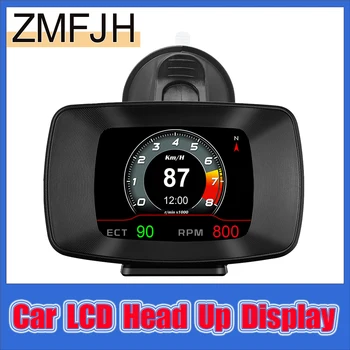 Авто главоболие, Hud дисплея Obd2 Gps за измерване на Скоростта, 8 вида интерфейс за показване на Налягането на маслото, съотношението въздух-гориво, автомобилен LCD централен дисплей