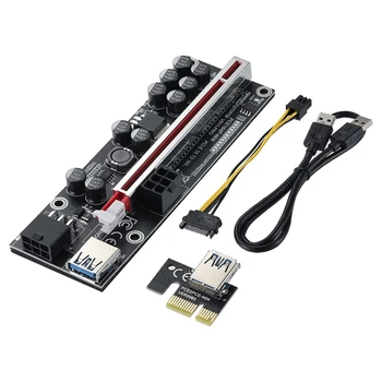 Такса PCI-E от 1X до 16X Странично Card, 10 кондензатори, За майнинга Bitcoin Ethereum ETH, Удлинительный кабел USB 3.0 (V011-PRO, 1 опаковка)