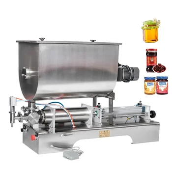 Хоризонтална пневматична машина за бутилиране на паста с функция за смесване за чили сос, машина за опаковане на доматен сос