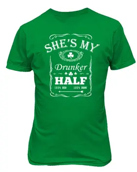 She ' s My Drunker Half Irish St Patricks Day Забавна тениска за алкохол унисекс